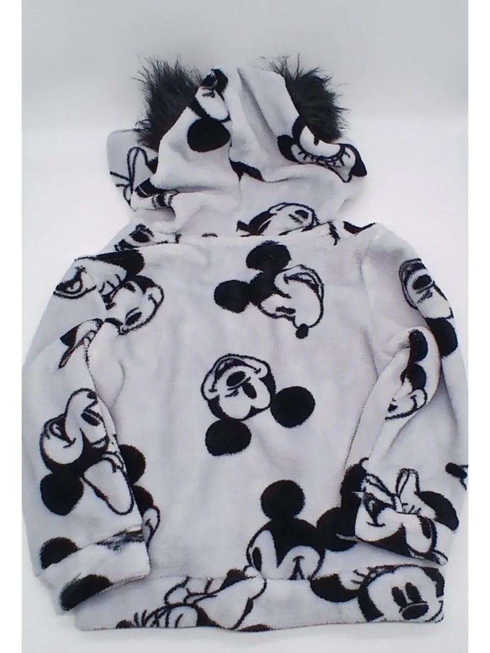 Disney Junior Mickey Minnie Mouse Youth 4T Black Gray Hooded Zipper Jacket